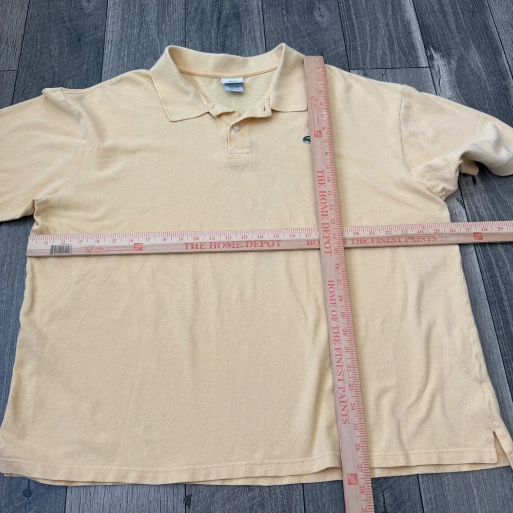 Lacoste Mens Linen Cotton Polo Shirt Size 8 XXL Pastel Yellow Short Sleeve Logo